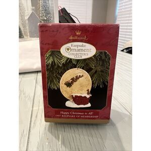 Hallmark Keepsake Ornament Happy Christmas to All Santa & Sleigh KOC Club 1997